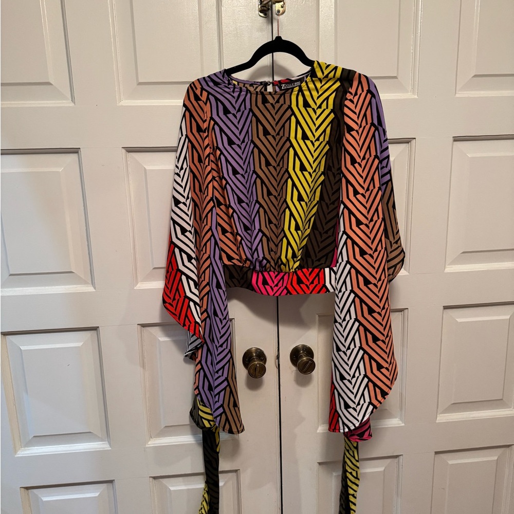 Colorful Geometric Patterned Blouse